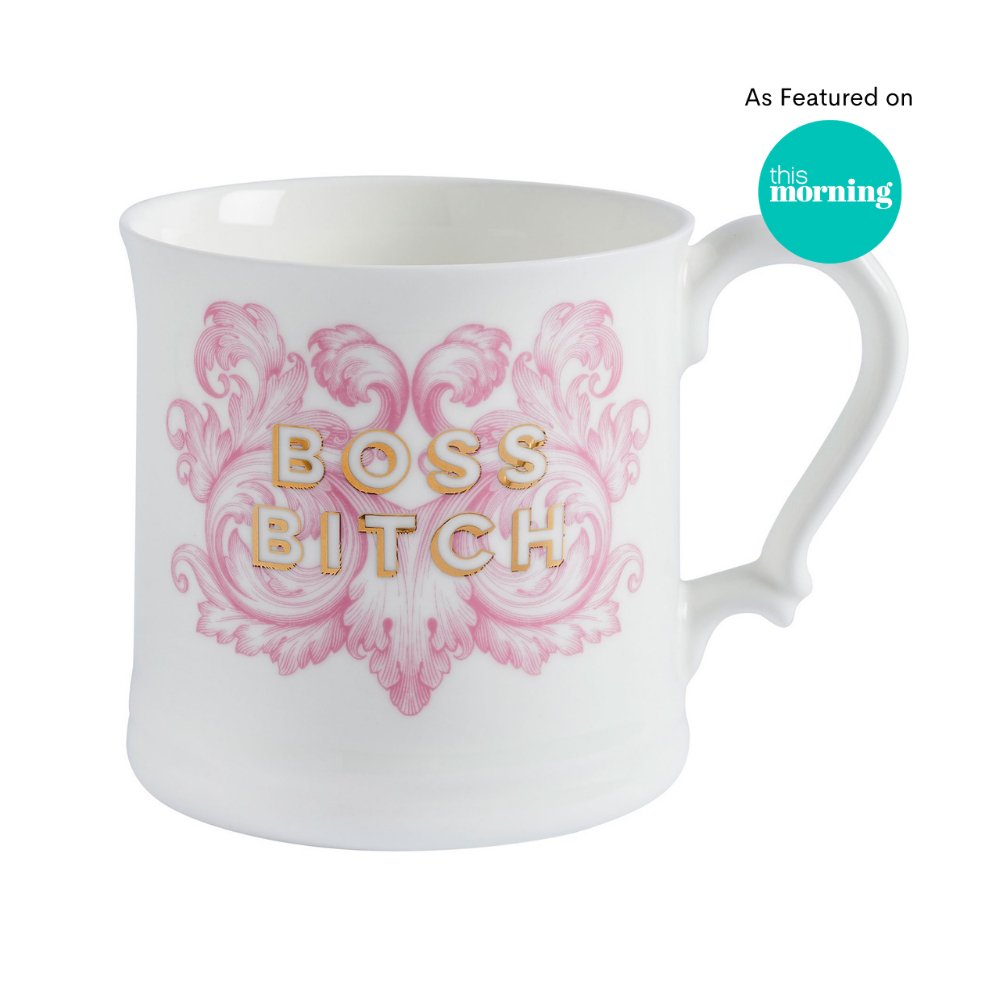 Boss Bitch Fine Bone China Mug, Gilded in Real 18ct Gold, 400ml Large Size - Cheeky Mare