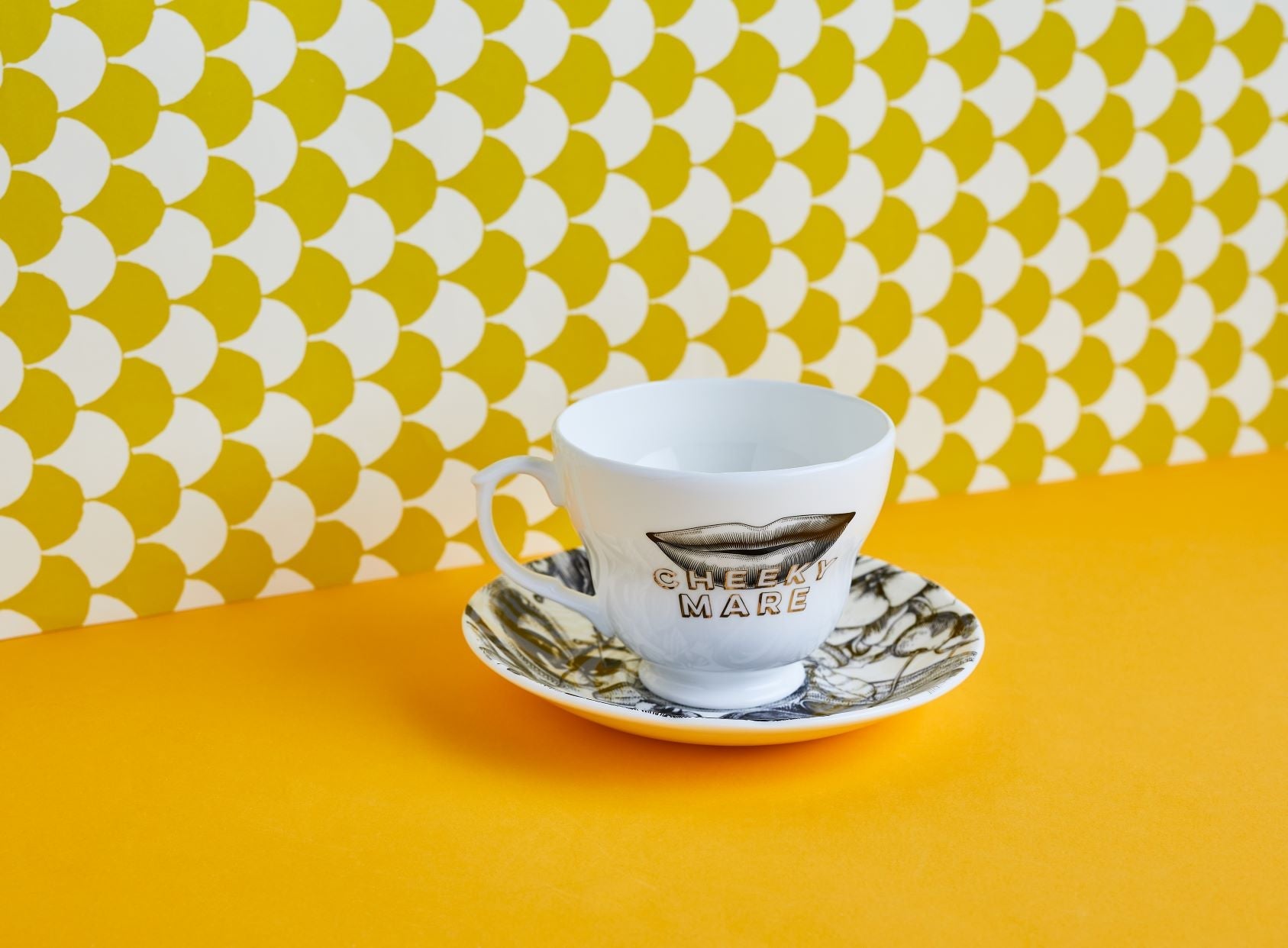 Cheeky Mare Signature Fine Bone China Cup & Saucer Gilded in Real 18ct Gold, 310ml Large Size - Cheeky Mare