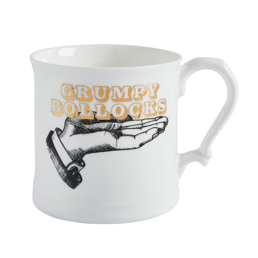 Grumpy Bo***cks Fine Bone China Mug, Gilded in Real 18ct Gold, 400ml Large Size - Cheeky Mare