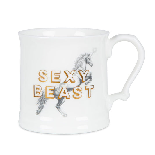 Sexy Beast Fine Bone China Mug, Gilded in Real 18ct Gold, 400ml Large Size - Cheeky Mare