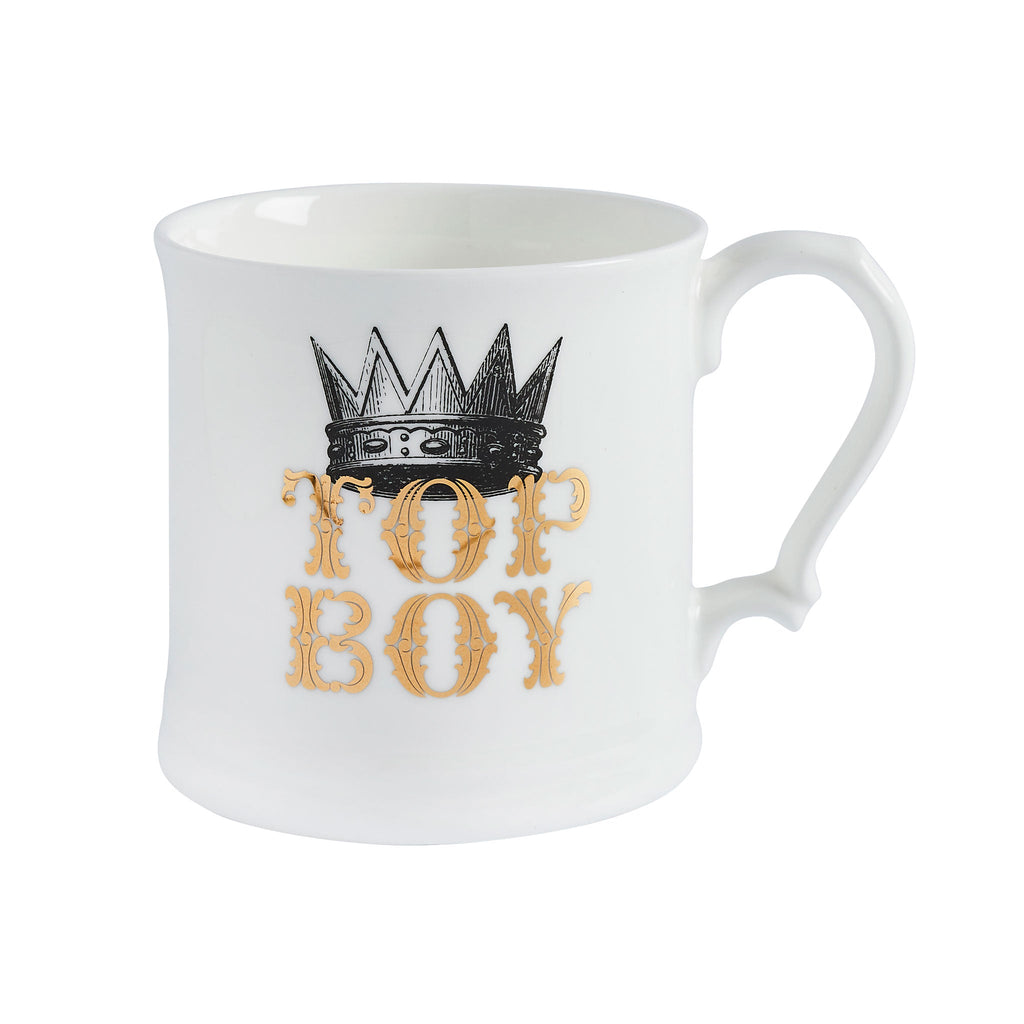 Top Boy Fine Bone China Mug, Gilded in Real 18ct Gold, 400ml Large Size - Cheeky Mare